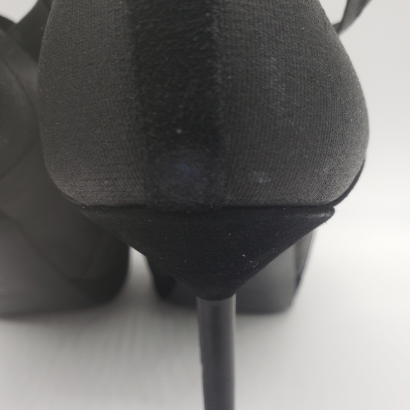 1548- YSL Yves Saint Laurent Shoe Black Platform Bandage Suede Bootie 37.5EU - Picture 6 of 12